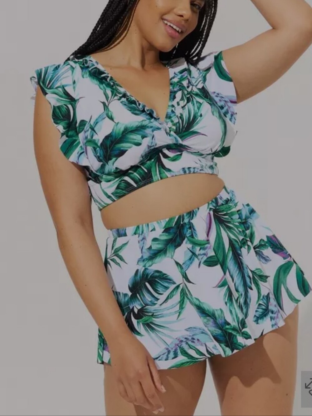 torrid Green and White Tropical Leaf Two-Piece Set 4&5